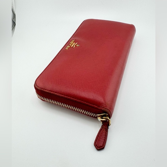 Prada Saffiano Leather Magenta Zip Around Long Wallet with Gold Hardware - Picture 5 of 12